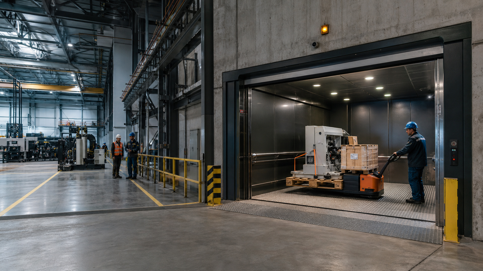 Manufacturing plant elevator installation