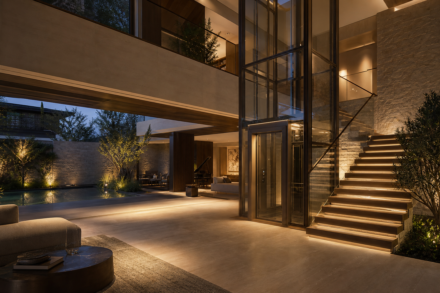 Luxury villa elevator installation
